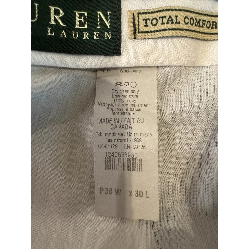 Lauren Ralph Lauren Mens Pinstripe PURE Wool Suit Blazer Pants 38W x 30L